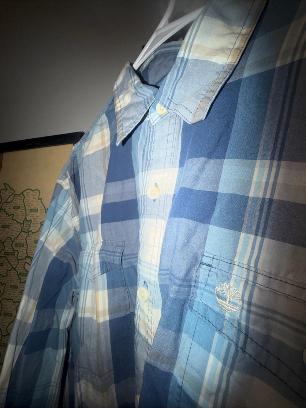 Classic Timberland PRO Blue Plaid Short-Sleeve Button-Down Shirt